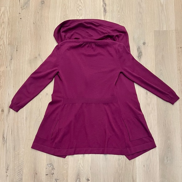 Theory Maritza B New Steady Drape Front Wool Cardigan Sweater Berry Small - Picture 10 of 16